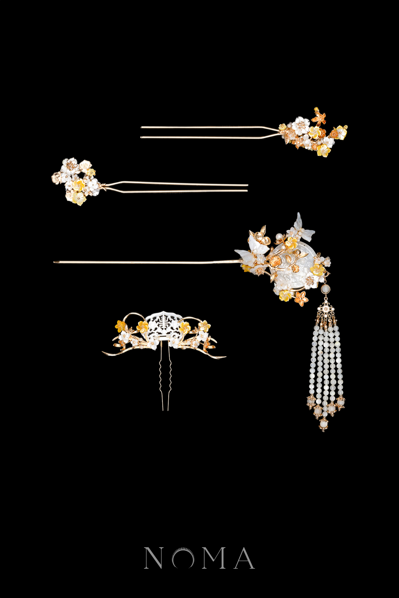 Golden Blossom Set - Gold, Yellow (4 pcs)