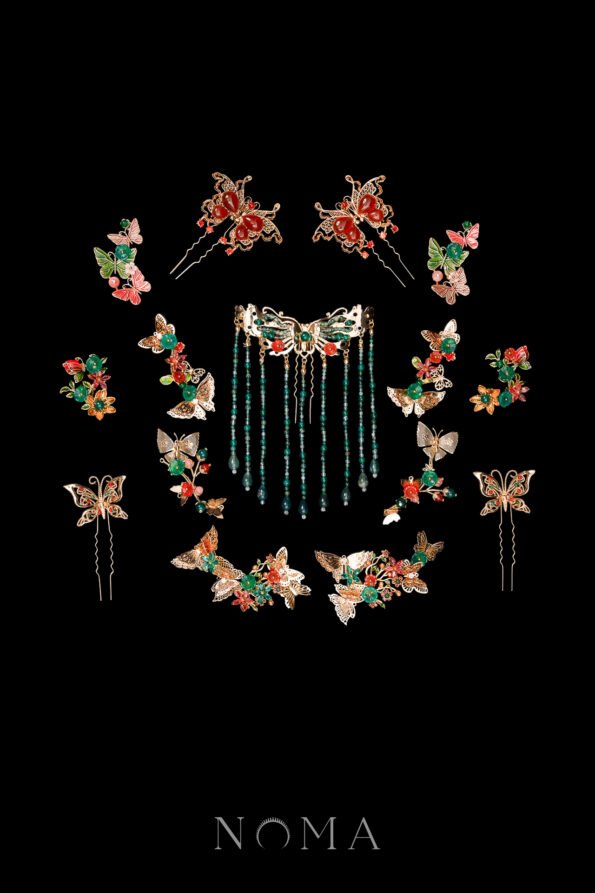 CHN-202400211-A-Thousand-Butterflies-Dream-Set-Gold-Green-15-pcs