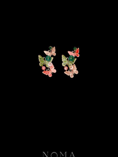 Triple Butterflies Dream Hairvine Set - Gold, Green (2 pcs)