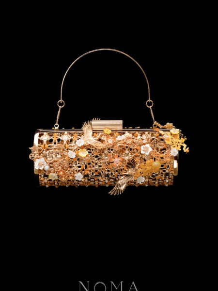Crane Rabbit Window Scenery Clutch - Gold