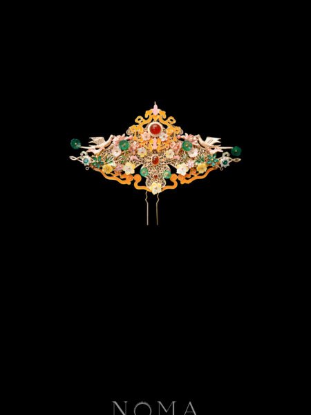 Colorful Fiery Crane Lotus Top - Gold