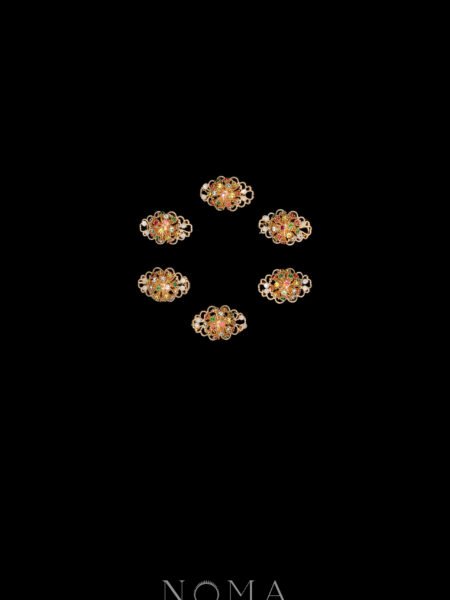 Mini Gems Hairclip Set - Gold, Rainbow (6 pcs)