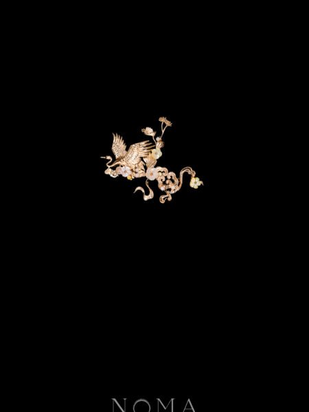 Crane Heaven Cloud Side Hairvine/Brooch - Gold, Pink (Right)