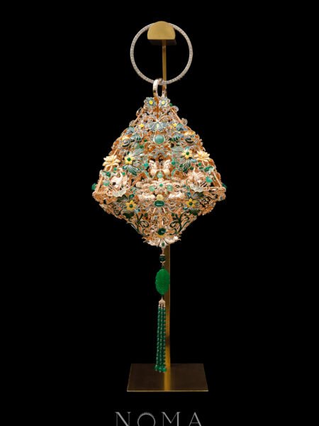 Colorful Lush Jade Zongzi Handpiece - Gold, Jade