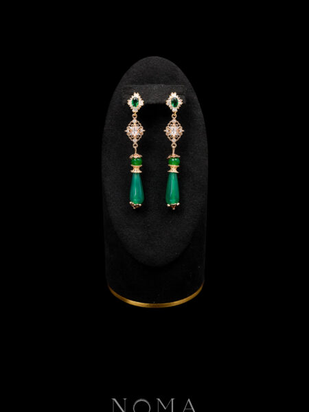 Oval T Ball Pear Jade Earrings - Gold, Jade