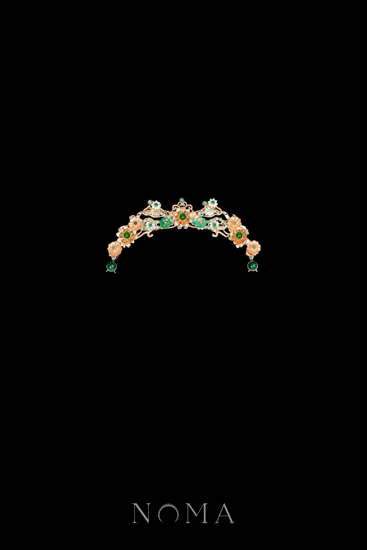 Oriental Flower Hairvine - Gold, Green