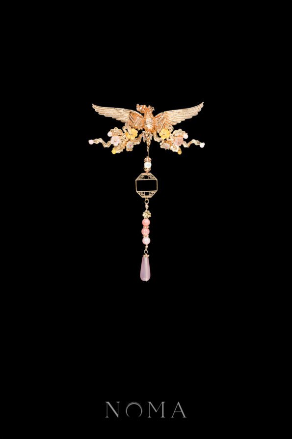 CHN-202500045-Winged-Phoenix-Cloud-Floral-BroochHairvine-Gold-Pink