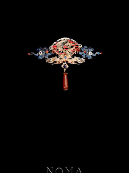 Colorful Dragon Inspiration Brooch - Gold, Sapphire