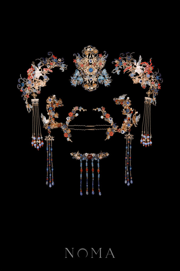 CHN-202500088-Colorful-Mosaic-Butterfly-Crane-Inspiration-Large-Full-Set-Gold-Sapphire-6-pcs