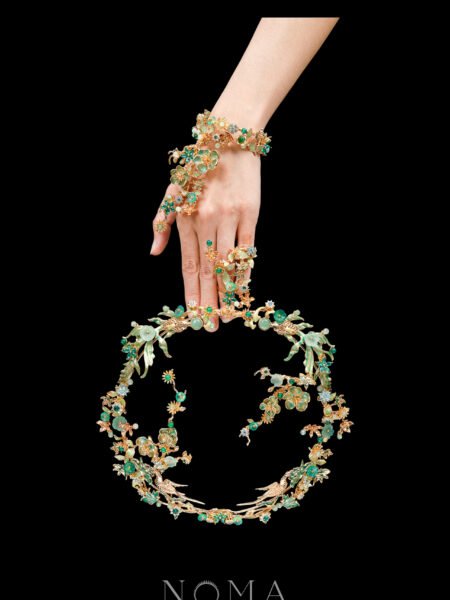 Colorful Koi Crane Breeze Handpiece - Gold, Green