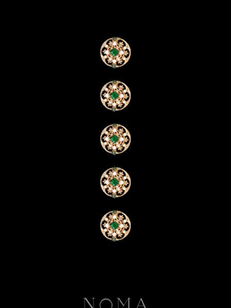 Decorated Ornament Button Set - Gold, Green (5 pcs)