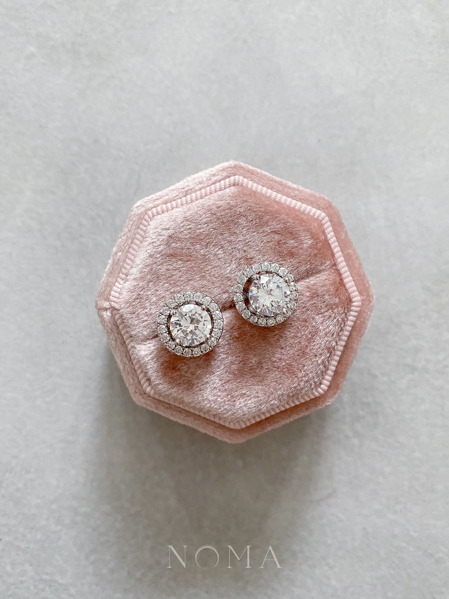 Round 1.5 ct Halo Detachable Earrings Set - Rhodium White Gold, White Diamond (4 pcs)