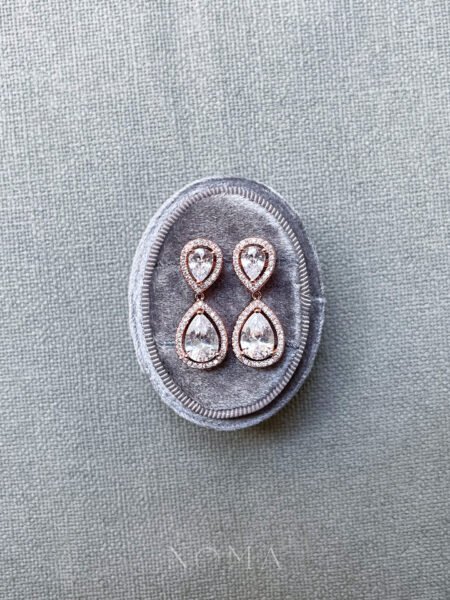 DIY Pear Top Pear Bottom Earrings Set - 18k Rose Gold, White Diamond (4 pcs)
