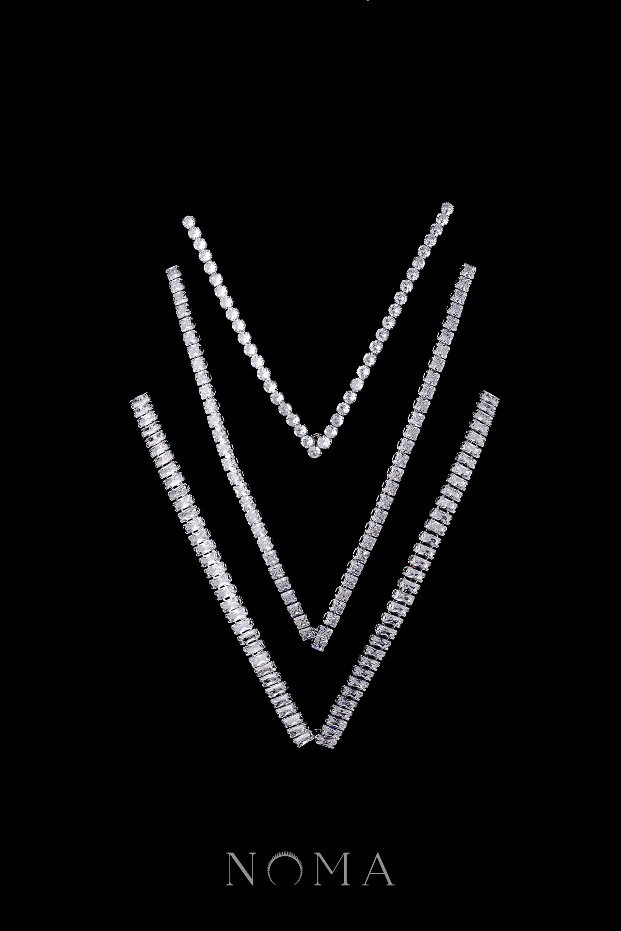 V Hairpin Set - Rhodium White Gold (3 pcs)