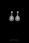 Vintage Marquise Cushion Drop Earrings - Rhodium White Gold, White Diamond