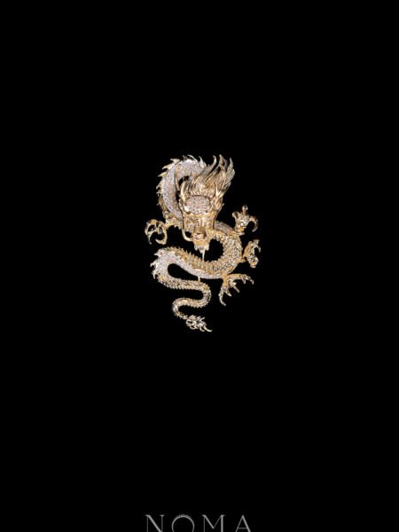 Dragon Emperor Diamond Brooch - 18k Yellow Gold