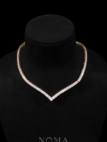 V Round Descending Choker - 18k Yellow Gold