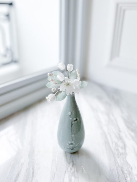 HS White Tulip Hairpin - White Silver, White