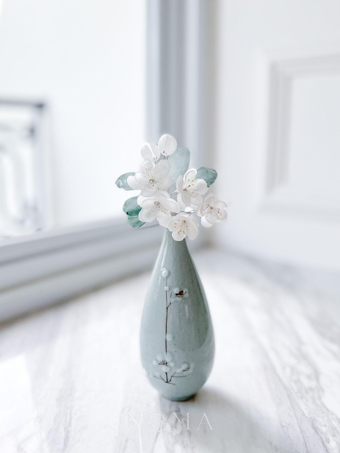 HS White Ume Hairpin - White Silver, White