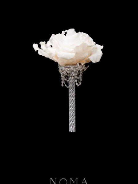 CC Peony Bloom Paved Twigs Bouquet - White Gold, White