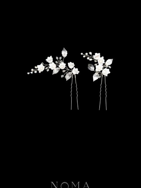 CC Lily of the Valley Arrangement Hairpin Set - White Silver, White (2 pcs)