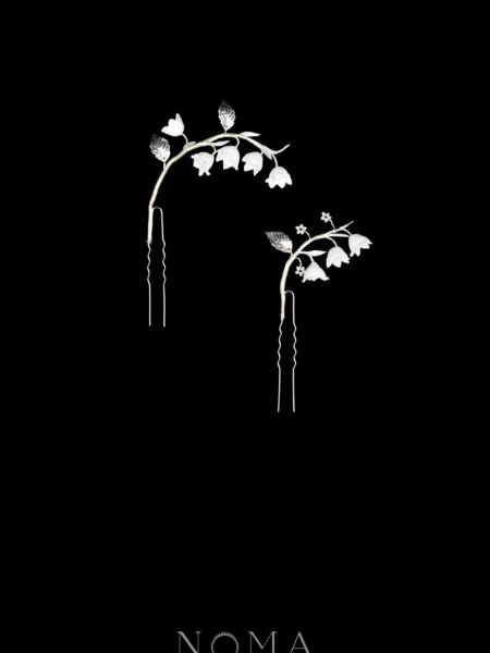 CC Lily of the Valley Branch Medium Hairpin Set - White Silver, White (2 pcs)