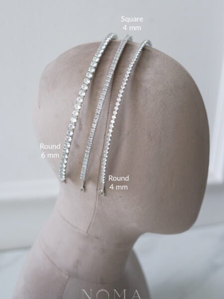 Round 6 mm Single Headband - Rhodium White Gold