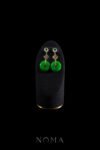 Round Paved Happiness Carved Donut Jade Earrings - 18k Yellow Gold, Jade
