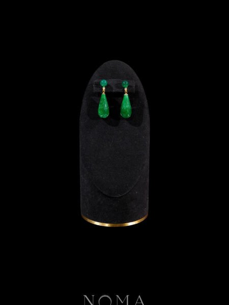 Jade and Jade Earrings - 18k Yellow Gold, Jade