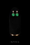 Superior Pear Bezel Donut Jade Earrings - 18k Yellow Gold, Jade