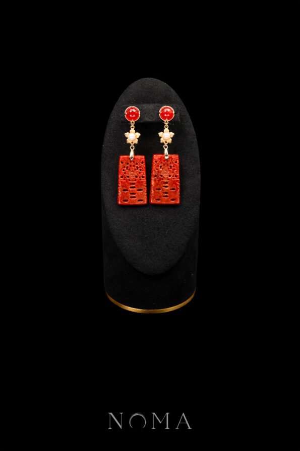 JJW-202400038-Carved-Jade-Happiness-Floral-Earrings-18k-Yellow-Gold-Red-Jade