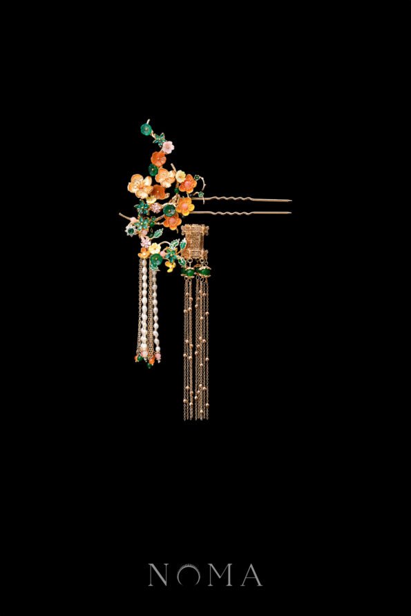 CHN-202400239-Colorful-Curved-Branch-Flowers-Hairpin-Gold-Right