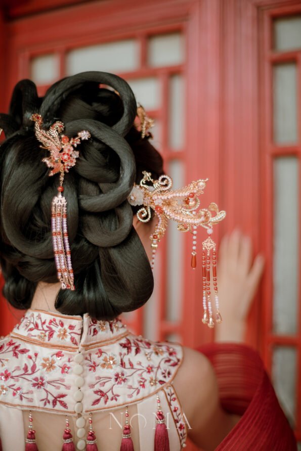 CHN-202500103-Colorful-Phoenix-Heart-Branch-Side-Hairpin-Gold-Pink-Right