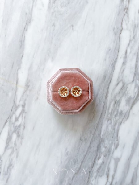 Detachable Halo for Round 1.5 ct Earrings Jacket - 18k Yellow Gold