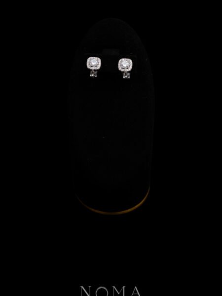 Classy Earrings - Rhodium White Gold, White Diamond (Clip)