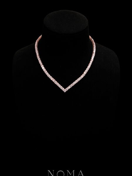 V Round 0.25 ct Tennis Choker - 18k Rose Gold