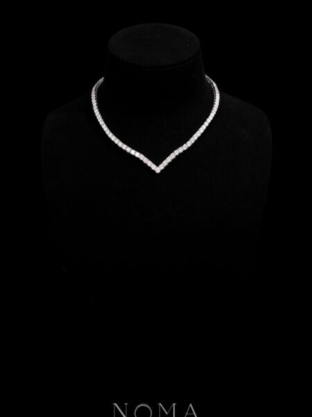 V Round 0.25 ct Around Tennis Choker - Rhodium White Gold