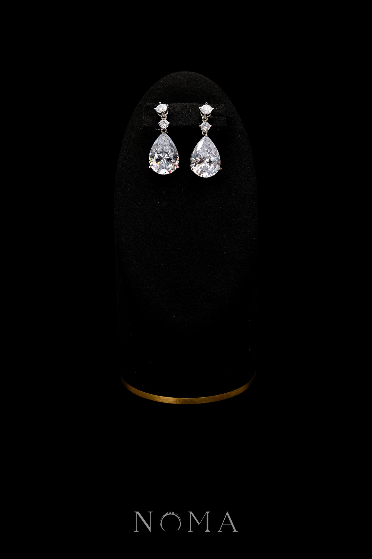 Pear Heart Raindrop Earrings - Rhodium White Gold, White Diamond