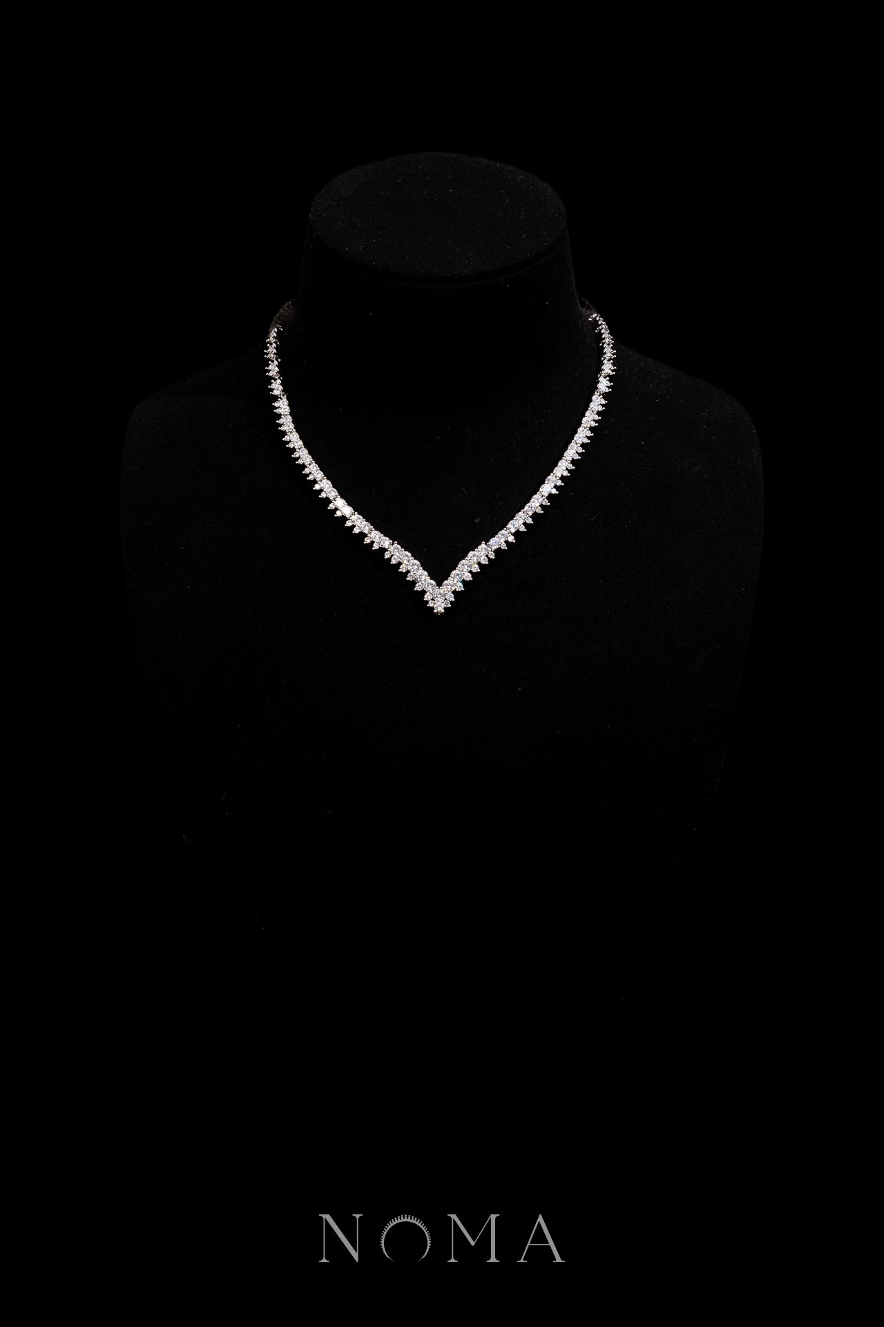 Waterfall Full without Pendant Choker - Rhodium White Gold