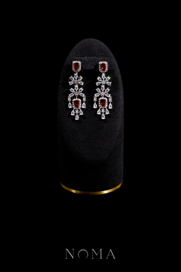 DJW-202400086-Luxurious-Dangling-Earrings-Rhodium-White-Gold-Ruby