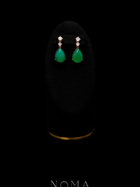 Pear Heart Raindrop Earrings - 18k Yellow Gold, Jade