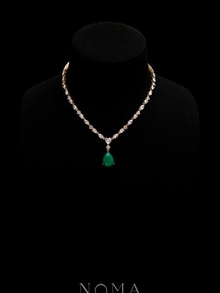 Pear Heart Raindrop Necklace - 18k Yellow Gold, Jade