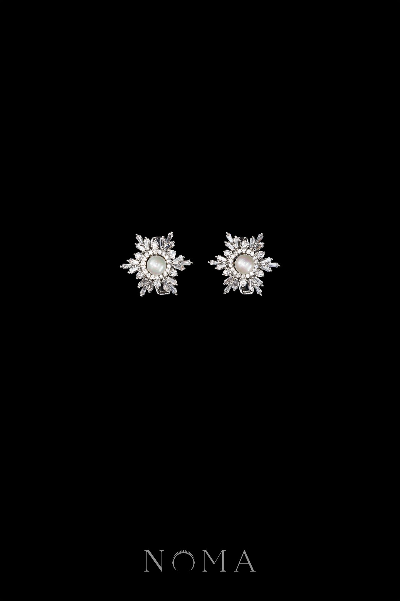 Snowflakes Pearl Cufflinks - Rhodium White Gold