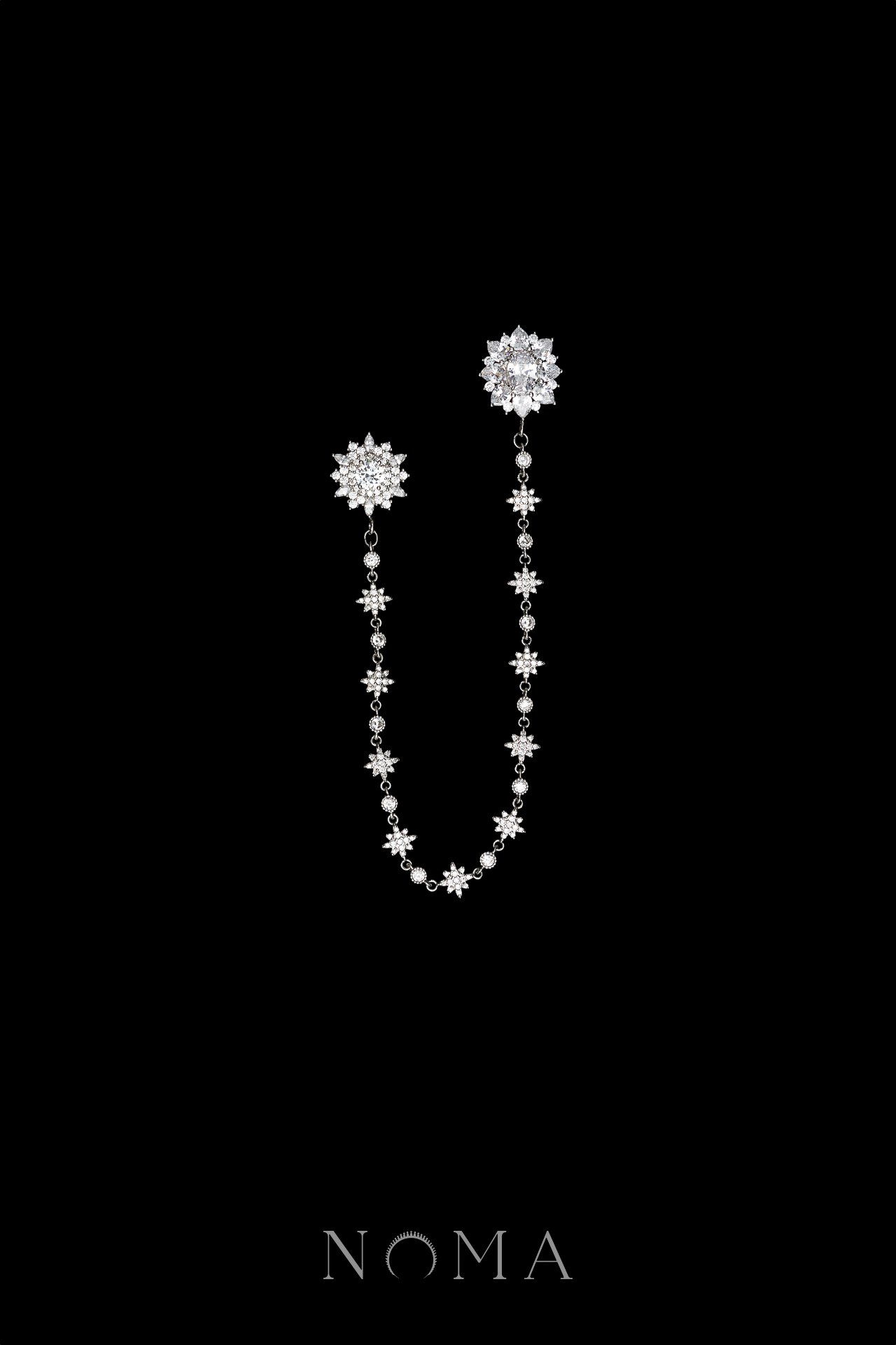 Radiance Snowflakes Chain Pin - Rhodium White Gold