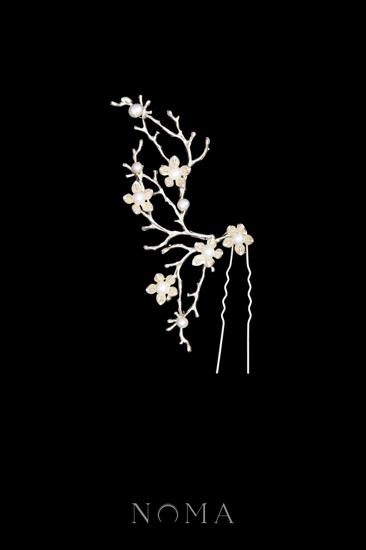 Floral Branches Hairpin - Rhodium White Gold