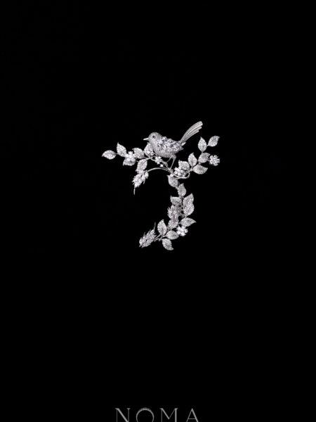 Bird Chirping in the Garden Earpiece - White Gold (Left)