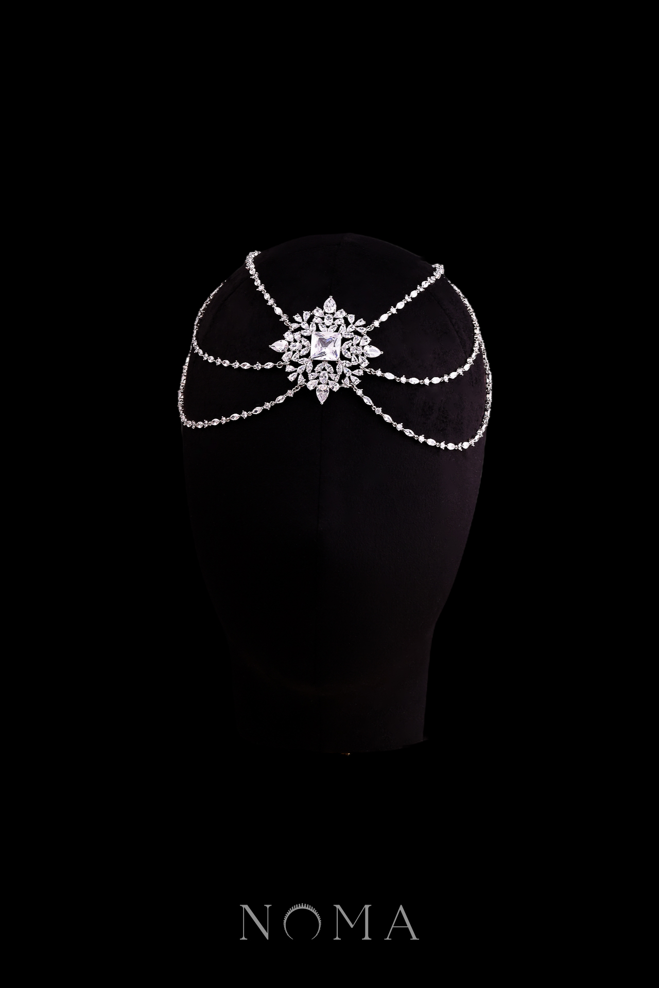 Rectangular Chain Hairvine - White Gold