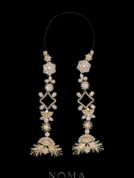 Royal Fan Bird Earrings Headband - Gold