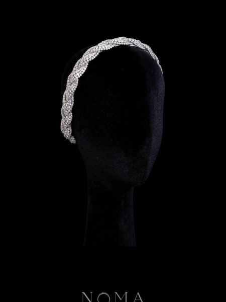 Diamond Wavy Braid Headband - White Gold