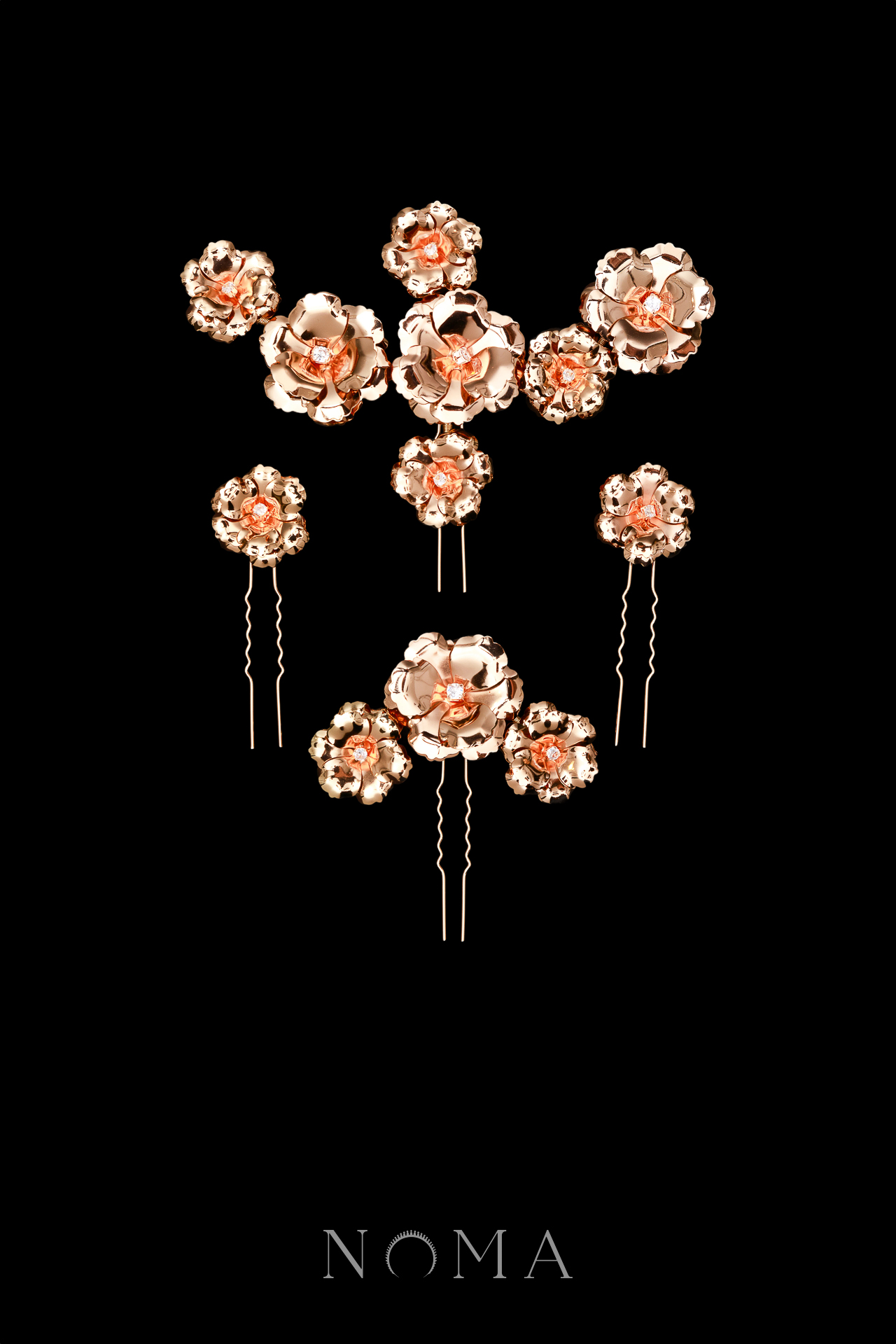 Glitzy Petals Hairvine and Hairpin Set - Gold (4 pcs)